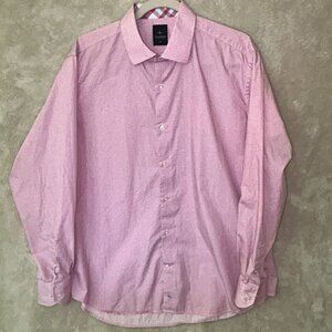 TaylorByrd Pink Blue Dot Geometric Long Sleeve Patterned Cuffs Mens XL 50" chest